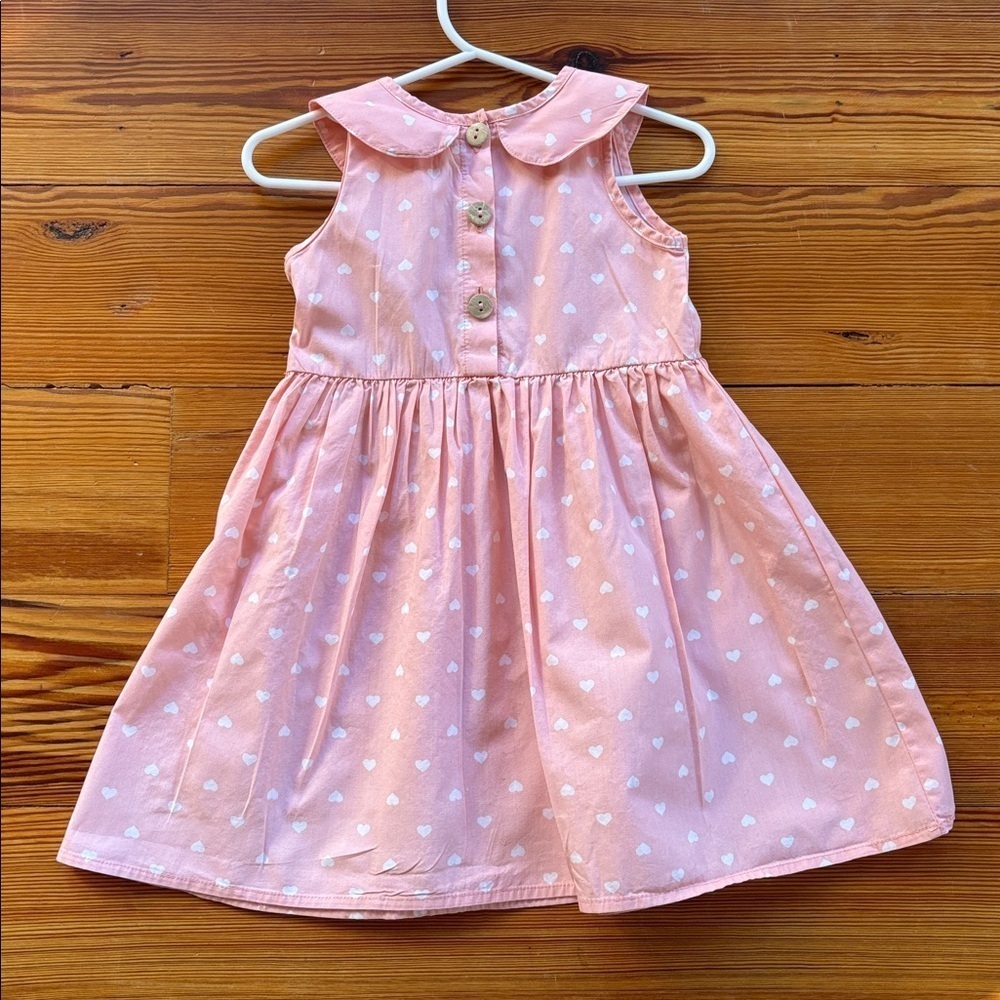 MuMuCoCo Pink W/White Hearts Sleeveless Dress. Buttons In Back Size 2T - Picture 7 of 7